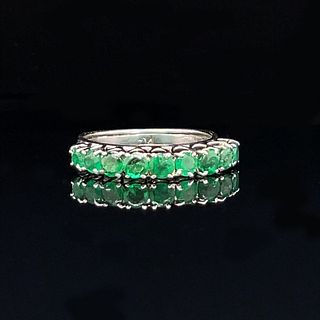 Platinum Art Deco Emerald Half Eternity RingÂ 