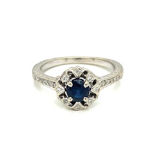 14k Blue Amethyst Diamond Ring