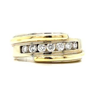 14k Two Tone Channel Setting RingÂ 