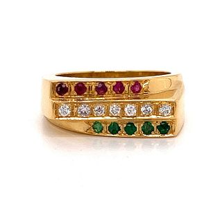 18k Ruby Diamond Emerald Ring