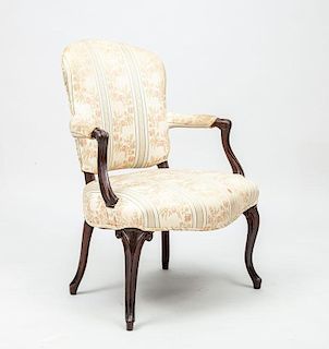 George III Style Carved Mahogany Armchair, in the French Taste