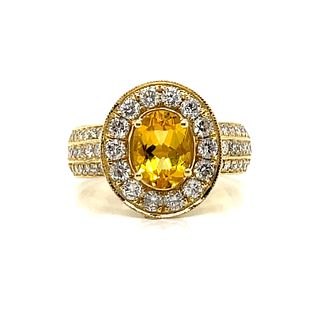 14k Yellow Aquamarine Diamond RingÂ 