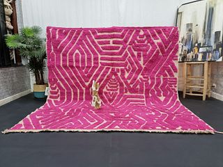 Large Pink Handwoven Engraved Rug