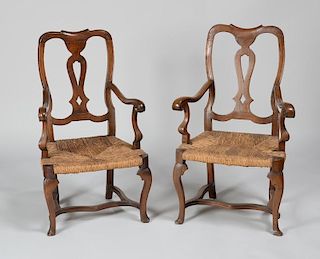 Two Similar French Provincial Walnut Armchairs