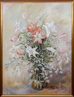 20th Century School: Still Life with Vase of Flowers
