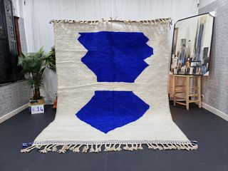 Authentic White & Blue Handwoven Rug