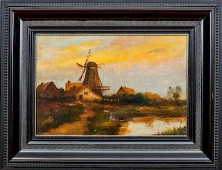 Attributed to Johan Christian Dahl (1788-1857): Landscape with Windmill