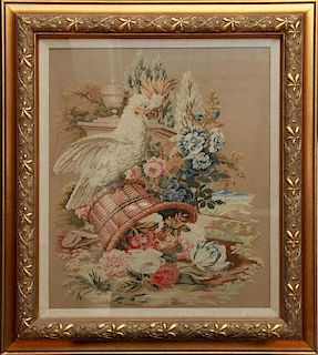 Continental Needlework Panel of a Cockatoo