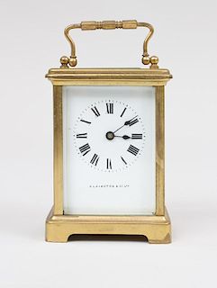 French Brass Carriage Clock, retailed by Elkington & Co.