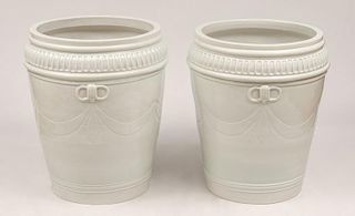 Pair of Chinese White-Glazed Pottery Jardinières