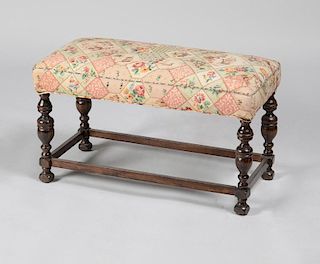 Flemish Baroque Style Stained Oak Bench