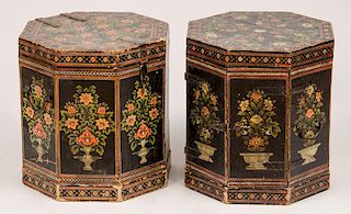 Pair of Indian Octagonal Painted Low Tables