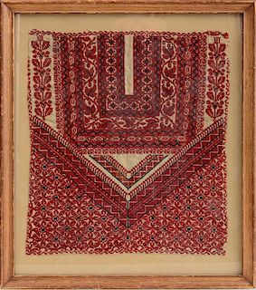 Embroidered Cotton Fabric, of Prayer Rug Design