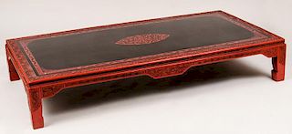 Chinese Cinnabar Lacquer and Black Lacquer Low Table