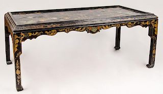 Chinese Black Lacquer, Polychrome Painted and Parcel-Gilt Table