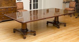 Early Victorian Mahogany Two-Pedestal Dining Table