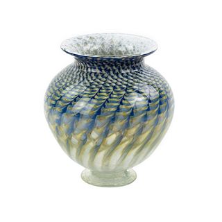 Ron Mynatt Hand Blown Art Glass Vase Signed