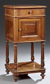 French Louis Philippe Style Marble Top Nightstand,
