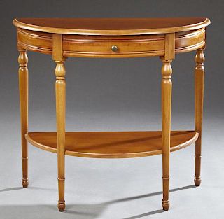 French Louis XV Style Carved Cherry Demi-Lune Cons