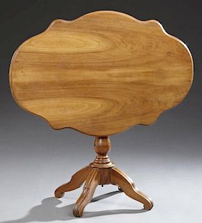 French Carved Walnut Tilt Top Center Table, early