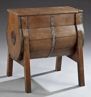 French Provincial Carved Oak Butter Churn, 19th c.
