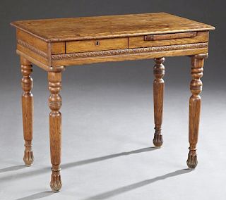 Diminutive French Carved Oak Writing Table, late 1