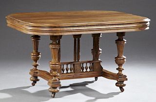 Henri II Style Carved Walnut Dining Table, early 2