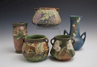 Five Roseville Vases, mid 20th c., consisting of "