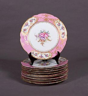 Set of Ten German Porcelain Dinner Plates, 19th c.