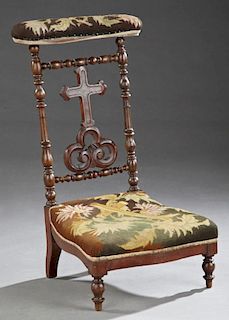 French Carved Walnut Prie Dieu, c. 1870, the uphol