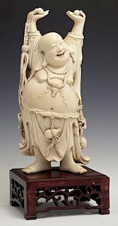 Chinese Carved Ivory Figure, mid 20th c., of a Hot