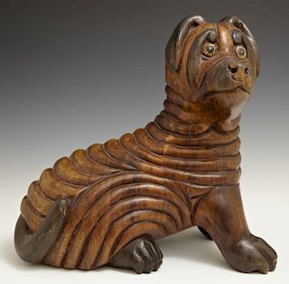 Unusual Anglo-Chinese Figure of a Dog, 19th c., po