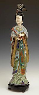Tall Oriental Cloisonne Figure of a Woman, c. 1960