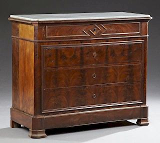 Louis Philippe Carved Mahogany Marble Top Commode,
