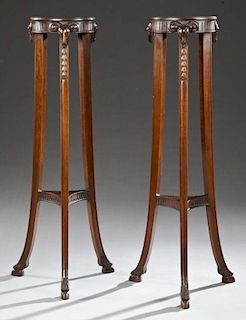 Pair of Carved Mahogany Louis XVI Style Pedestals,