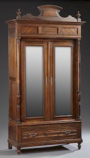 French Carved Walnut Double Door Armoire, c. 1920,