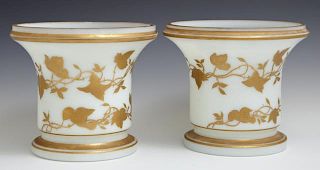 Pair of French Opaline Glass Campana Form Vases, 1