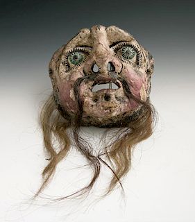 Mexican Polychromed Papier Mache Mask, 20th c., wi