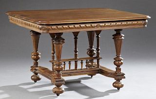 Henri II Style Carved Walnut Dining Table, c. 1900