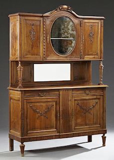 Louis XVI Style Carved Walnut Buffet a Deux Corps,