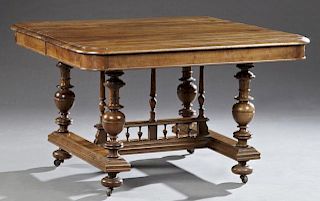 Henri II Style Carved Walnut Dining Table, late 19
