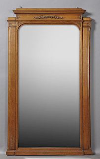 Louis XVI Style Carved Oak Overmantel Mirror, earl