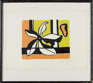 Fernand Leger (1881-1955), "Fleur sur un Fond Jaun