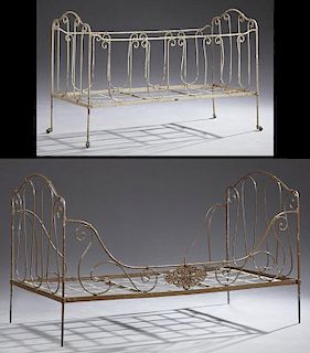 Two French Folding Iron "Campaign" Beds, c. 1900,