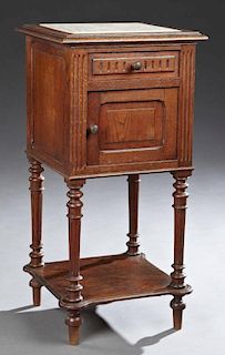 Henry II Style Carved Oak Nightstand, 19th c., the