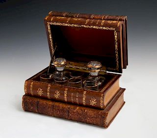 French Faux Book Form Liqueur Set, early 20th c.,