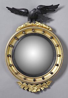 Federal Style Bullseye Mirror, 20th c., with an eb