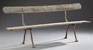 French Cast Iron and Pine Garden Bench, 19th c., o