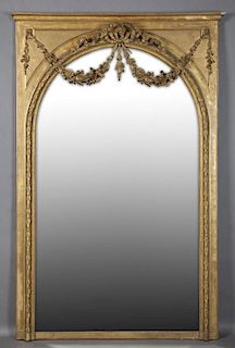 Louis XVI Style Gilt and Gesso Overmantel Mirror,