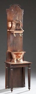 French Copper and Brass Lavabo, 19th c., the reser